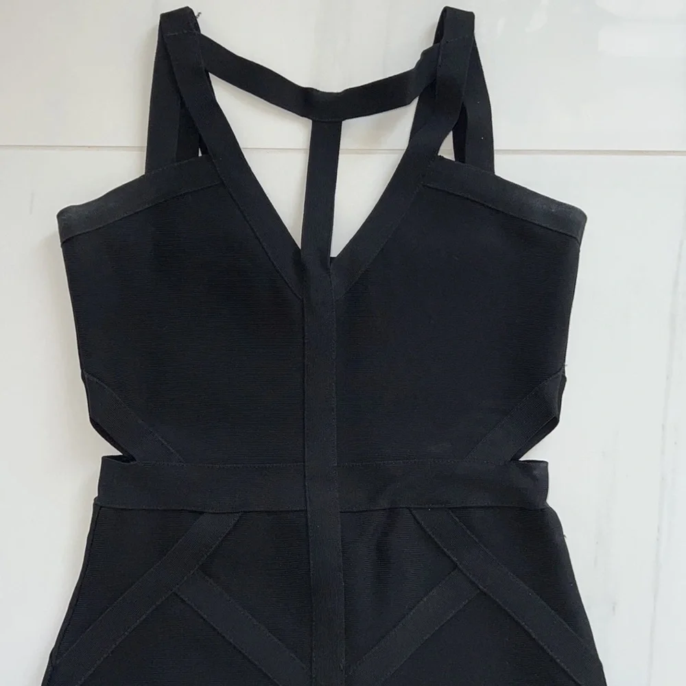 Black Bandage Dress with Zip Back Size S - Picture 3 of 5